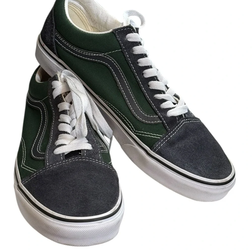 Vans Old Skool Green Gray Suede Canvas Sneakers US M9 W 10.5 - Picture 9 of 9